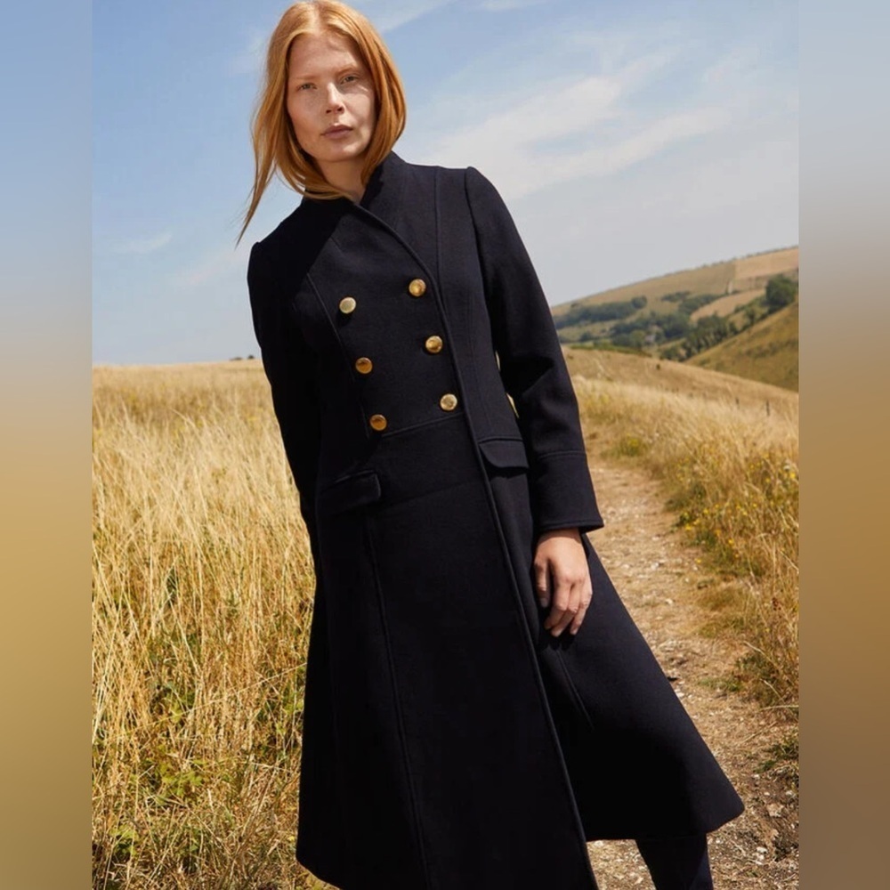 1960s Butte Knit Double Breasted Wool Blend Long Peacoat